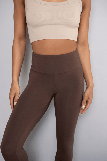 Legging léger court grande taille - Espresso Marron