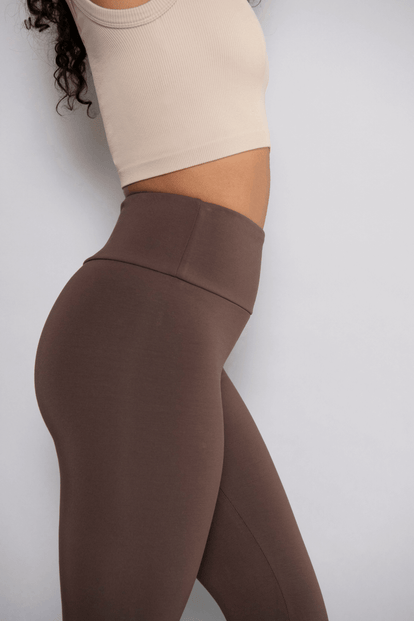 Legging léger court grande taille - Espresso Marron