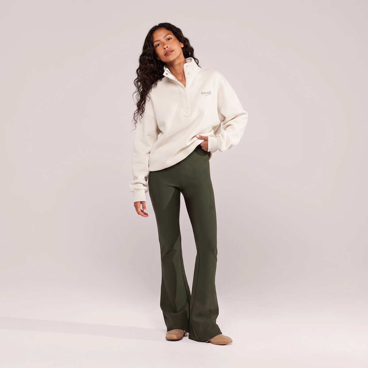 Legging taille haute d'hiver - Olive intense