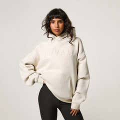 Sweat à capuche oversize épais - Écru