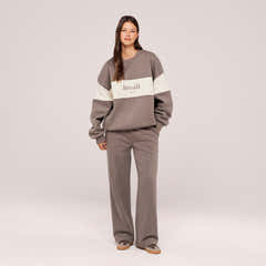 Jogger large en coton bio - Noir café