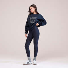 Leggings taille haute quotidiens d'hiver – Bleu marine vintage