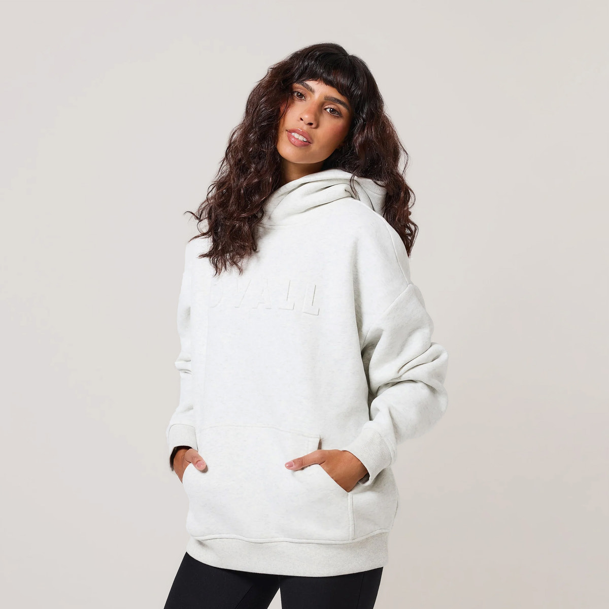 Sweat à capuche oversize épais - Gris clair chiné