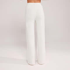Pantalon large en maille brossée - Gris