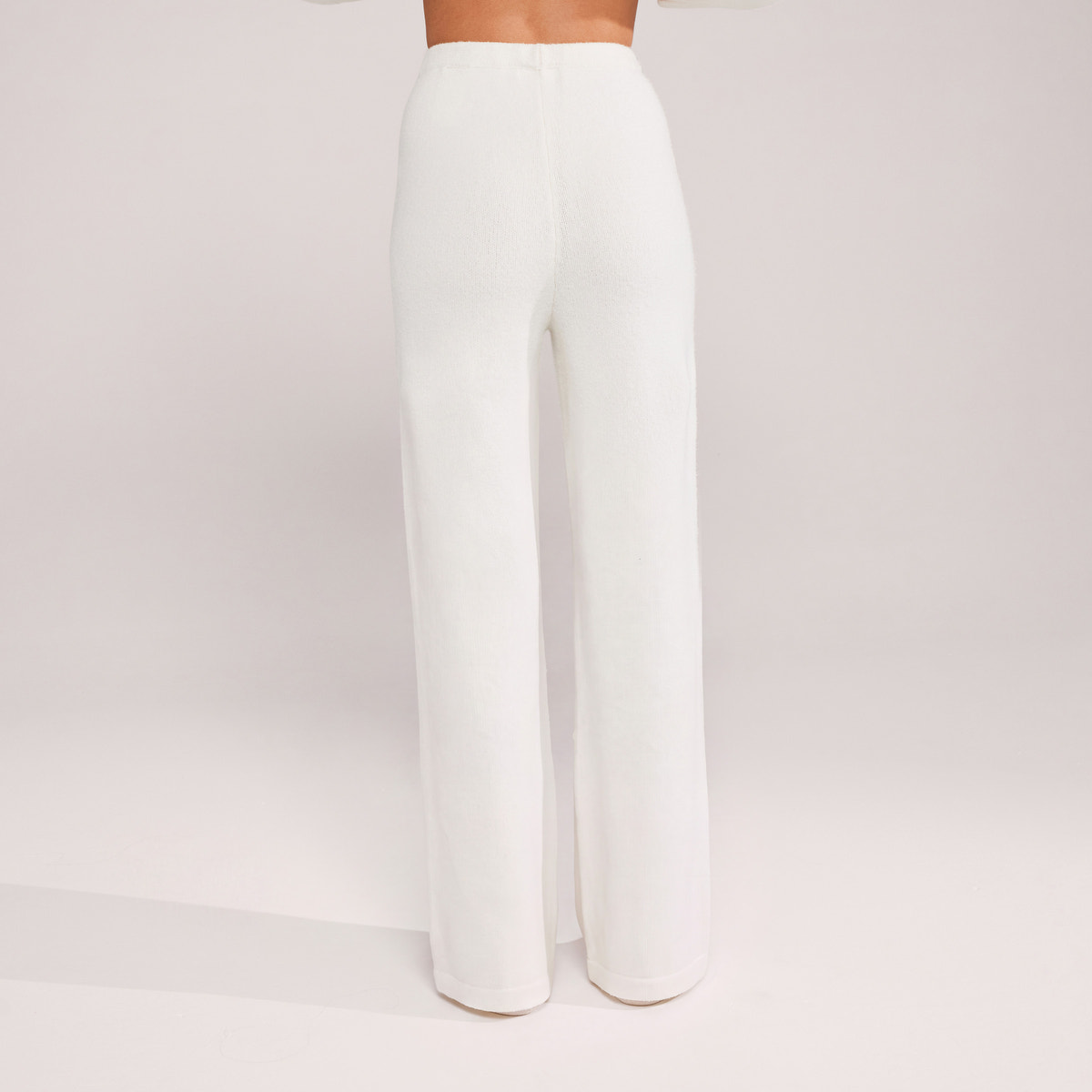 Pantalon large en maille brossée - Gris