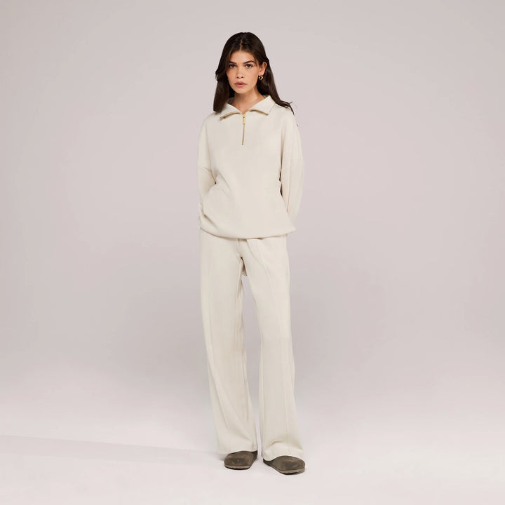 Jogger large en coton bio - Noir café