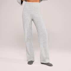 Pantalon large en maille brossée - Gris