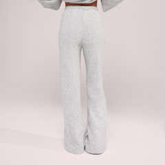 Pantalon large en maille brossée - Gris