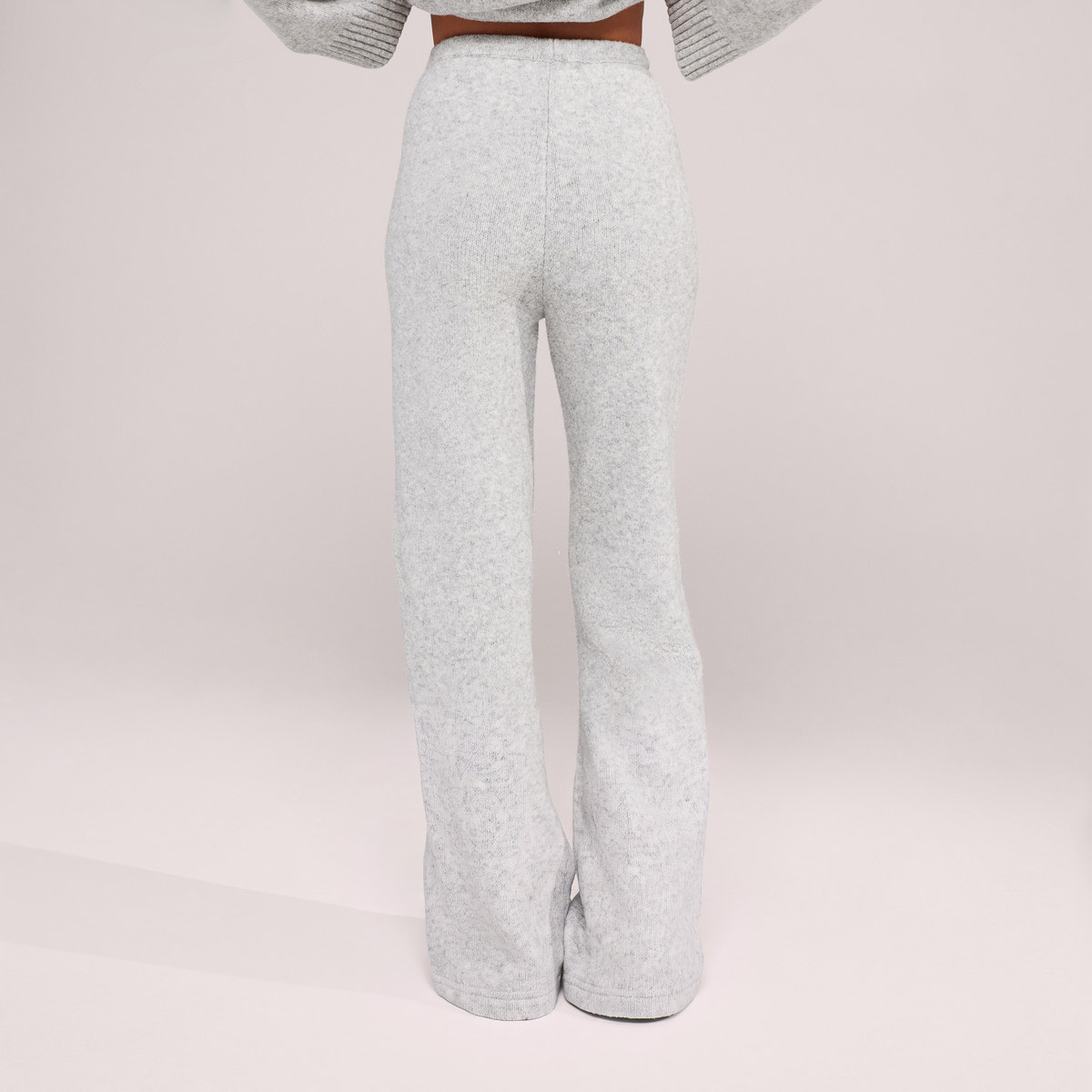 Pantalon large en maille brossée - Gris