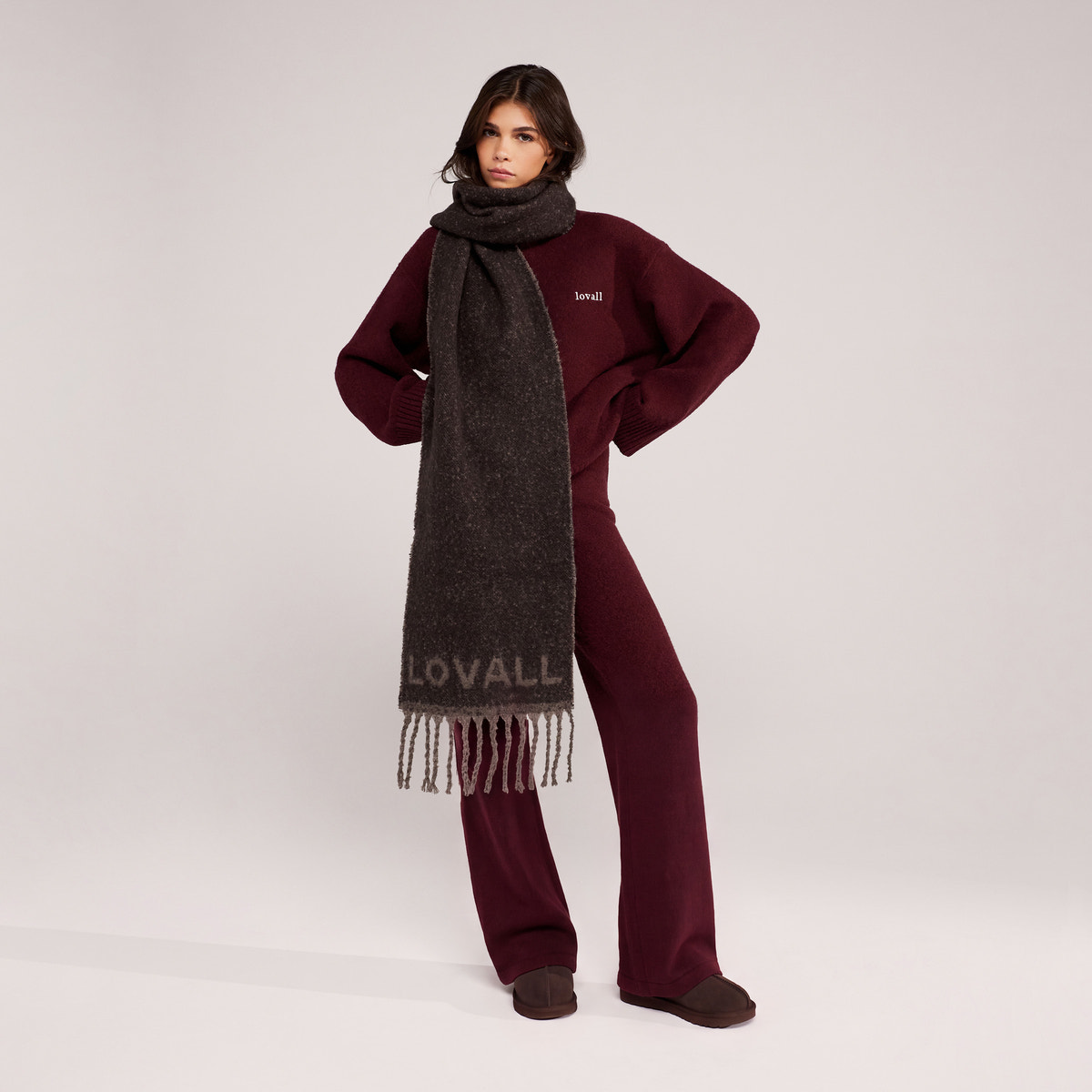 Pull oversize en maille Lovall - Bordeaux