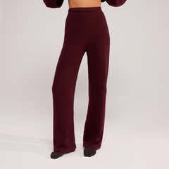 Pantalon large en maille brossée - Gris