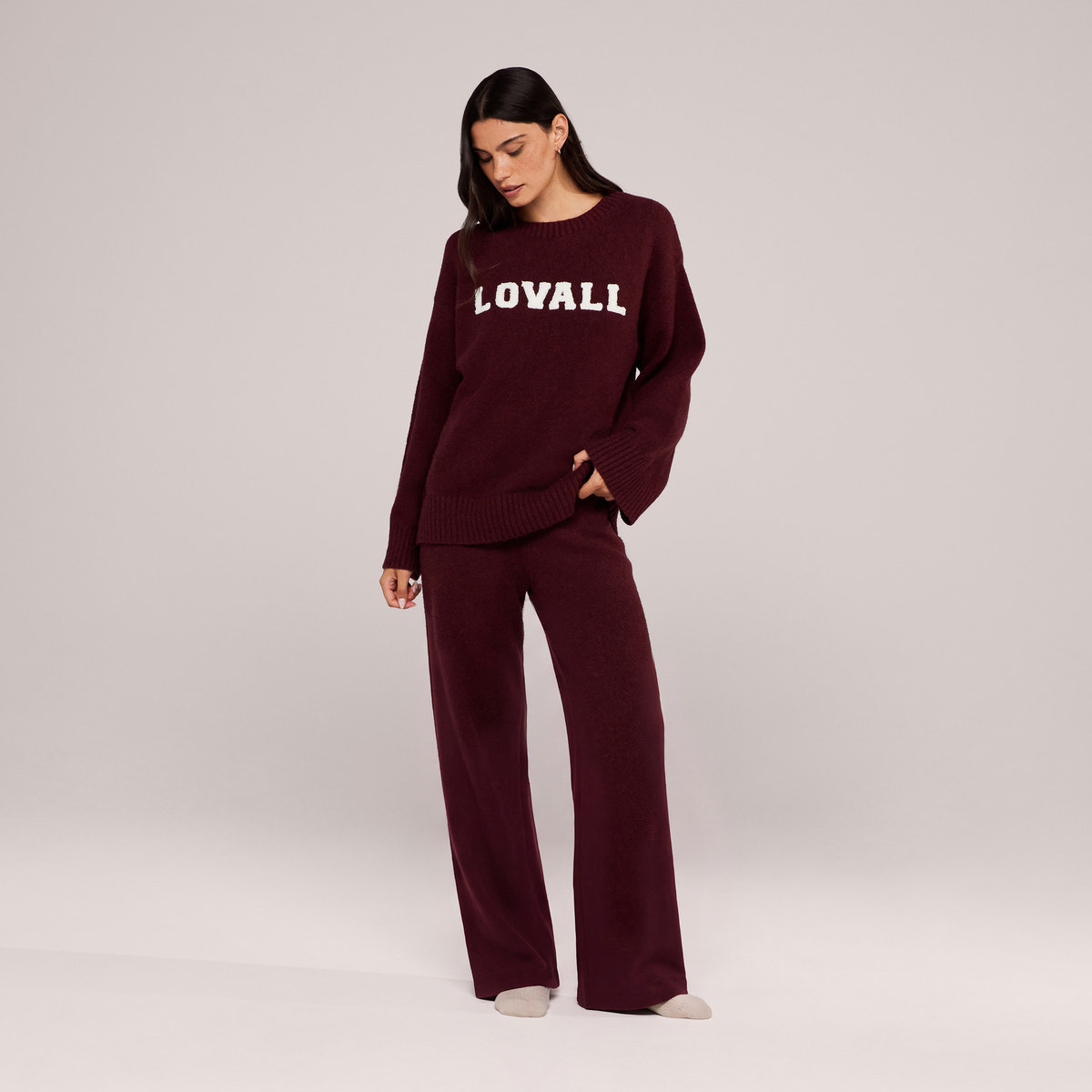 Pull oversize en maille « Varsity » – Bourgogne