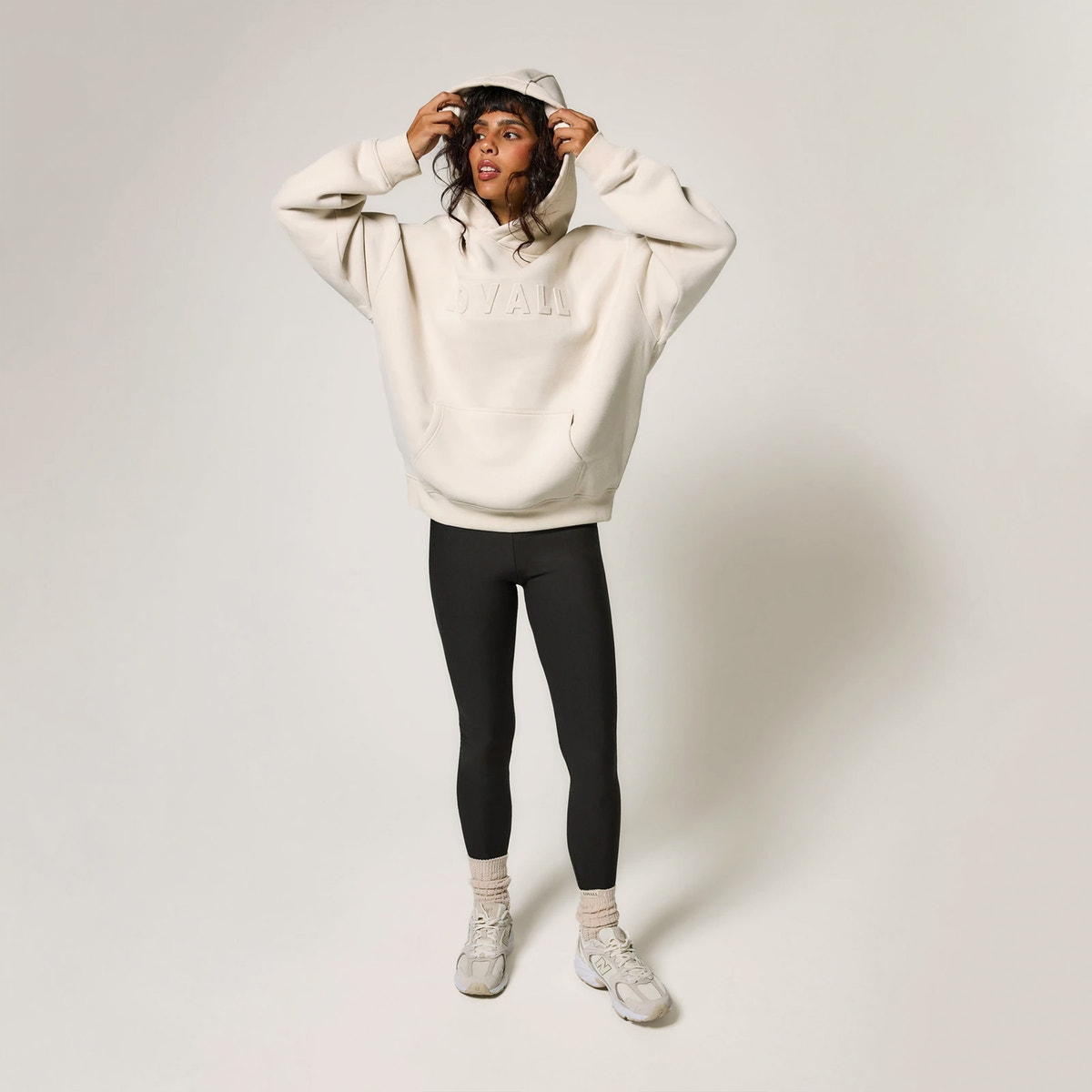 Sweat à capuche oversize épais - Écru