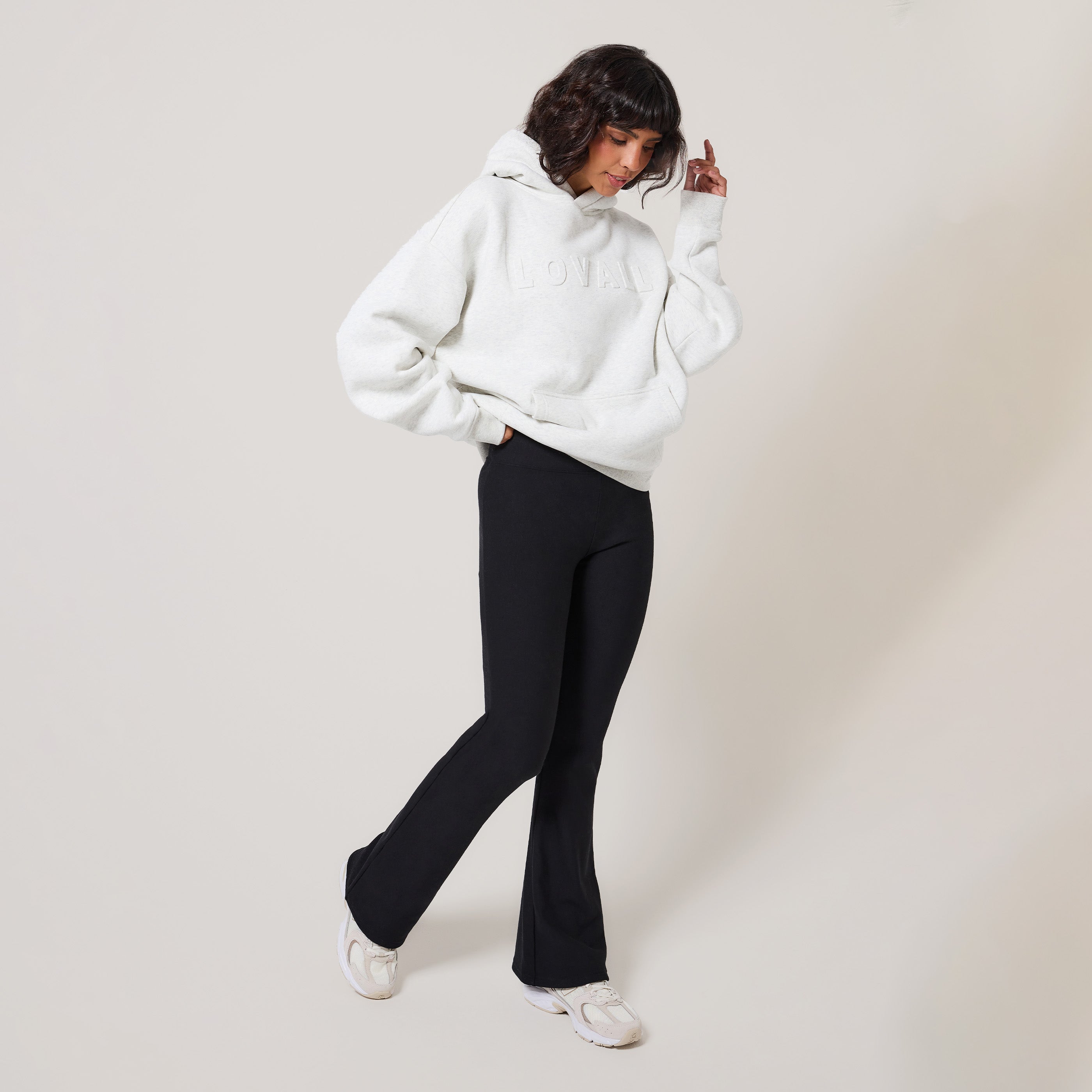 Sweat à capuche oversize épais - Gris clair chiné