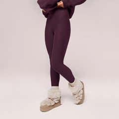 Leggings taille haute quotidiens d'hiver - Lie-de-vin