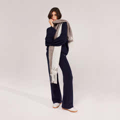 Pantalon large en maille brossée - Marine