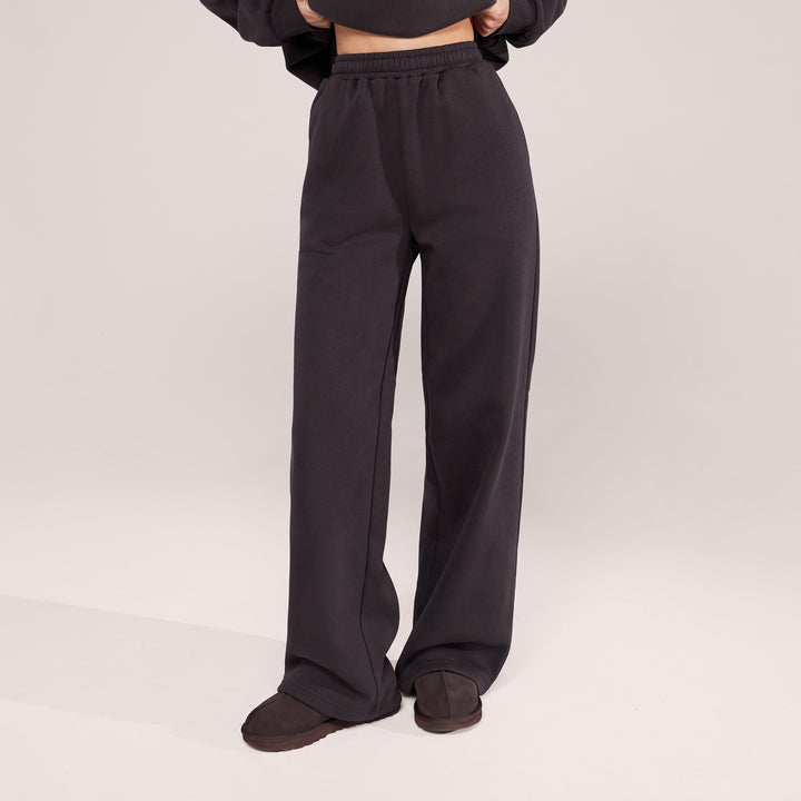 Jogger large en coton bio - Noir café