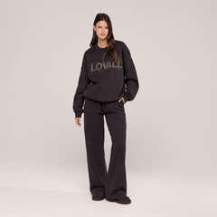 Jogger large en coton bio - Noir café