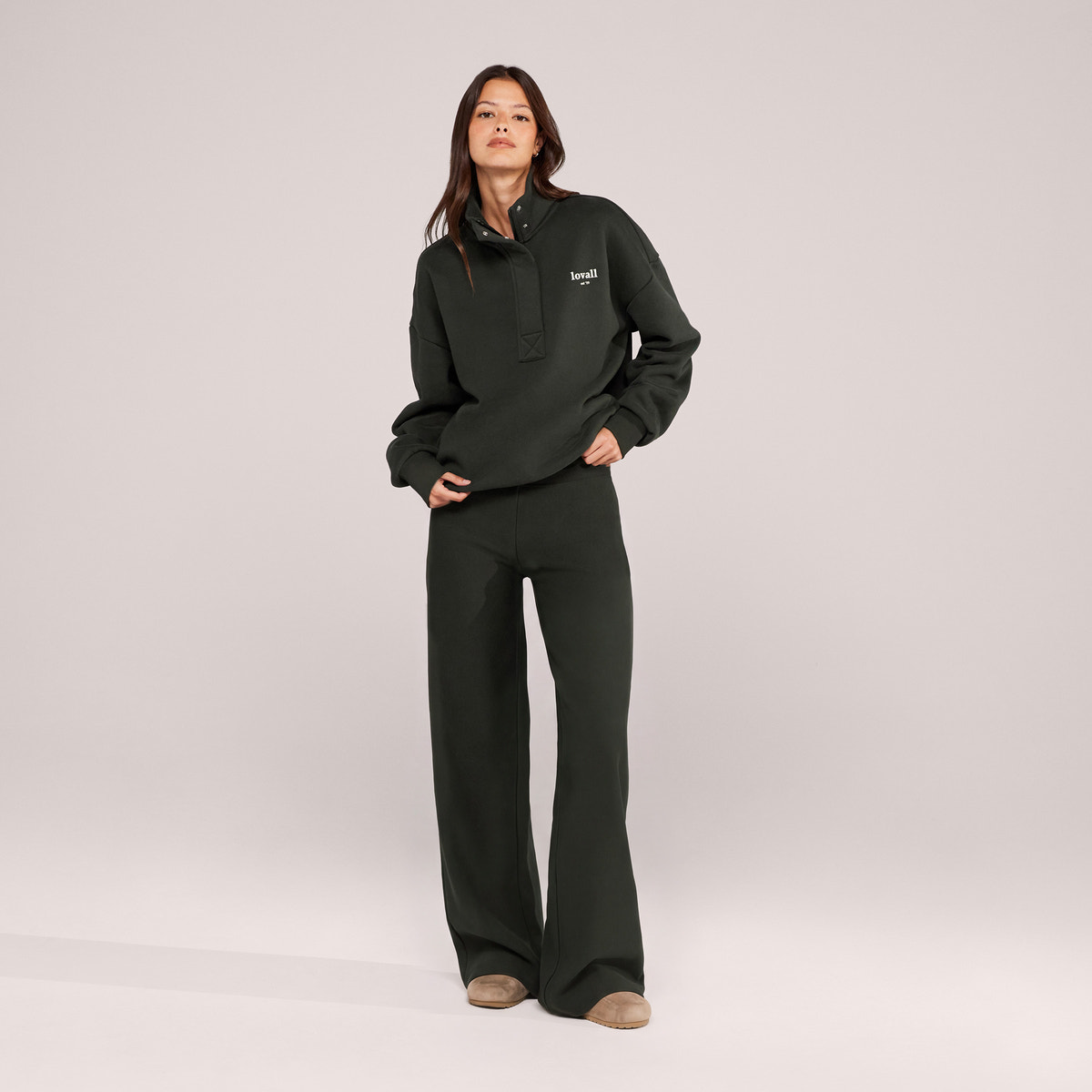 Sweat-shirt lourd 1/4 zip - Mocha