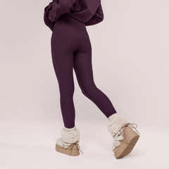 Leggings taille haute quotidiens d'hiver - Lie-de-vin