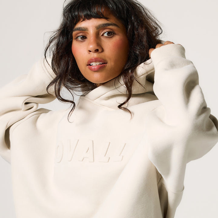 Sweat à capuche oversize épais - Écru