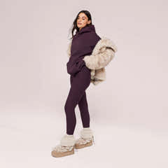 Leggings taille haute quotidiens d'hiver - Lie-de-vin