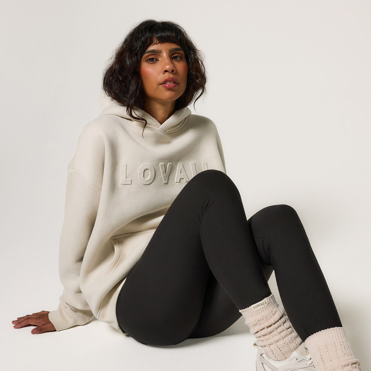 Sweat à capuche oversize épais - Écru