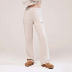 Pantalon large en maille souple - Beige