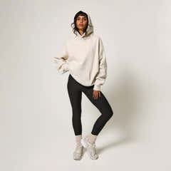 Sweat à capuche oversize épais - Écru