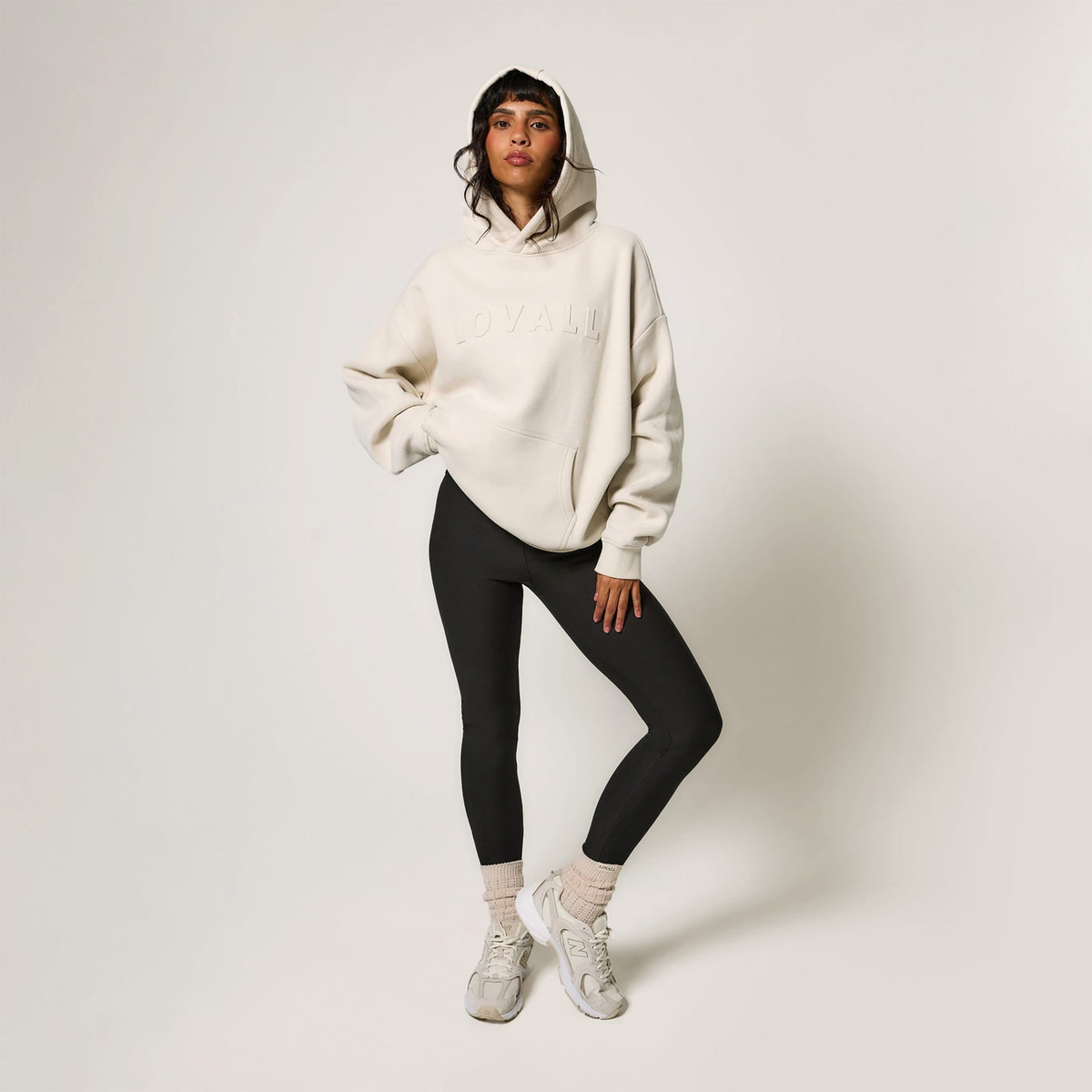 Sweat à capuche oversize épais - Écru