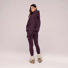 Leggings taille haute quotidiens d'hiver - Lie-de-vin