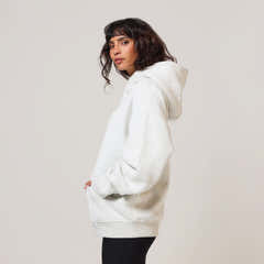 Sweat à capuche oversize épais - Gris clair chiné