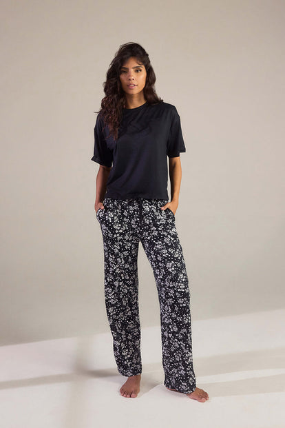 Ensemble de pyjama tout doux - Noir Floral