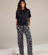 Ensemble de pyjama tout doux grande taille - Noir Floral