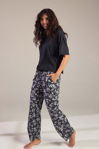 Ensemble de pyjama tout doux - Noir Floral