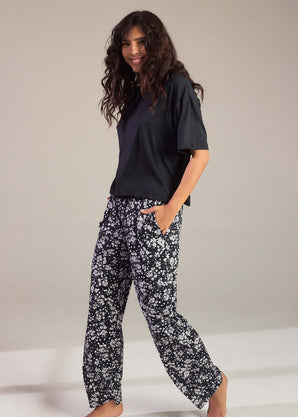 Ensemble de pyjama tout doux grande taille - Noir Floral