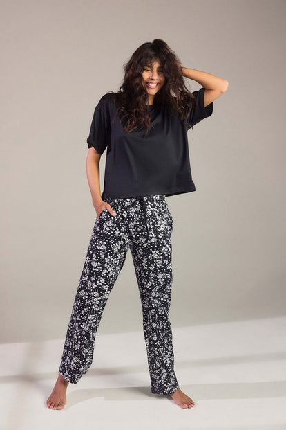 Ensemble de pyjama tout doux - Noir Floral