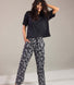 Ensemble de pyjama tout doux grande taille - Noir Floral