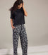 Ensemble de pyjama tout doux grande taille - Noir Floral