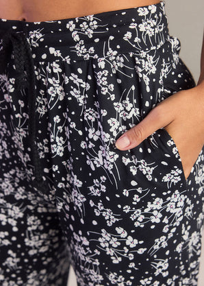 Ensemble de pyjama tout doux grande taille - Noir Floral