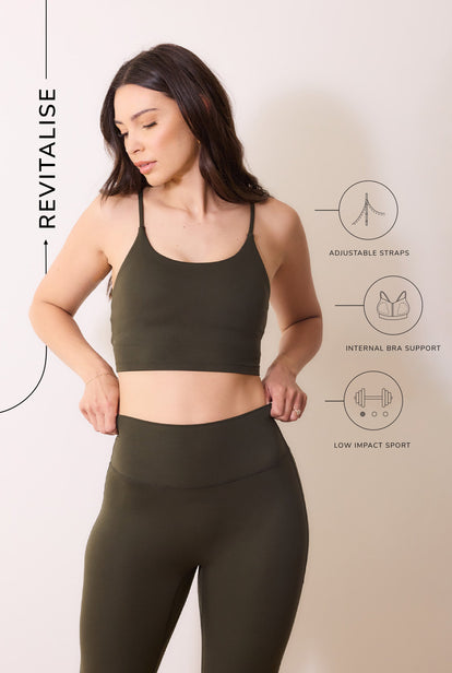 Brassière de sport grande taille 24/7 Revitalise - Deep Olive
