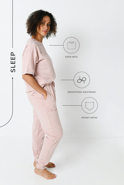 Ensemble de pyjama en coton peigné - Dusty Rose