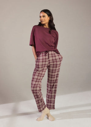 Ensemble de pyjama pur coton - Burgunder Check