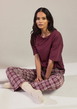 Ensemble de pyjama pur coton - Burgunder Check