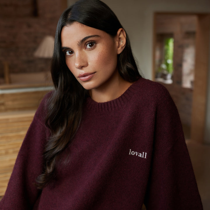 Pull oversize en maille Lovall - Bordeaux
