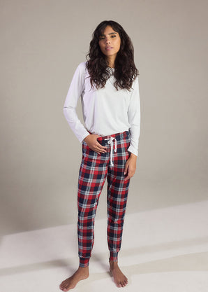 Ensemble de pyjama tout doux grande taille - Marine & Rouge Check