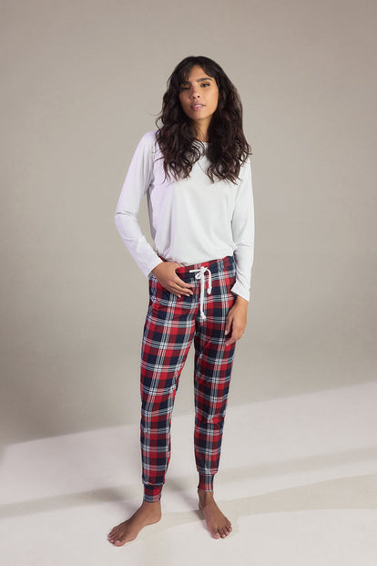 Ensemble de pyjama tout doux grande taille - Marine & Rouge Check