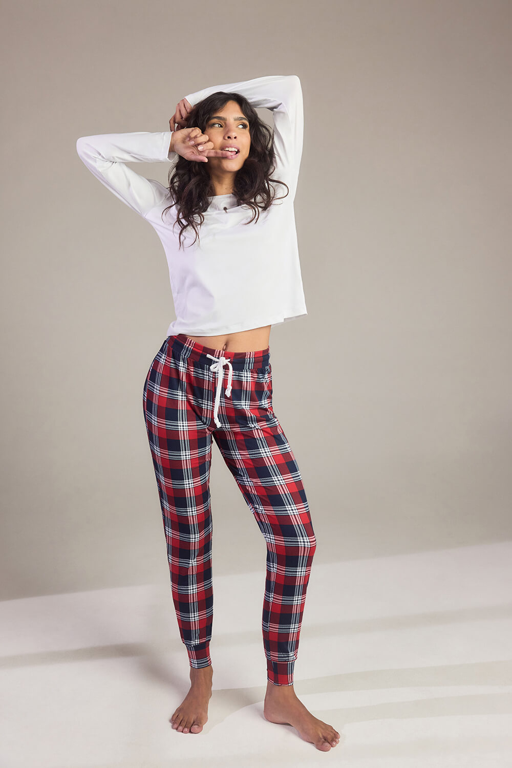 Ensemble de pyjama tout doux - Marine & Rouge Check
