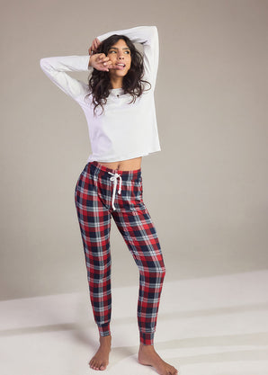 Ensemble de pyjama tout doux grande taille - Marine & Rouge Check