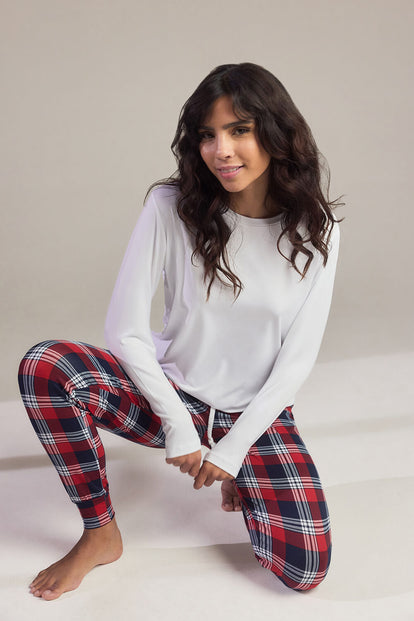 Ensemble de pyjama tout doux - Marine & Rouge Check